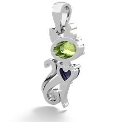 Peridot Kitten 14K White Gold pendant P5780