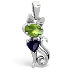 Peridot Kitten 14K White Gold pendant P5780