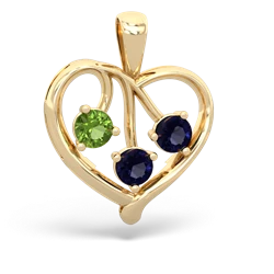 Peridot Glowing Heart 14K Yellow Gold pendant P2233