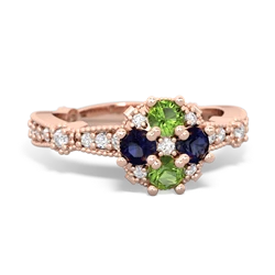 Peridot Sparkling Tiara Cluster 14K Rose Gold ring R26293RD