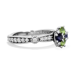 Peridot Sparkling Tiara Cluster 14K White Gold ring R26293RD