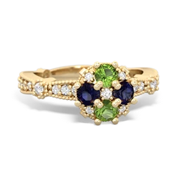 Peridot Sparkling Tiara Cluster 14K Yellow Gold ring R26293RD