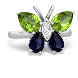 Peridot Butterfly 14K White Gold ring R2215