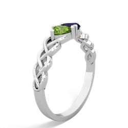 Peridot Heart To Heart Braid 14K White Gold ring R5870