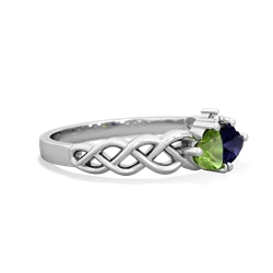 Peridot Heart To Heart Braid 14K White Gold ring R5870