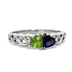 Peridot Heart To Heart Braid 14K White Gold ring R5870