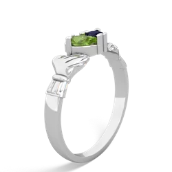 Peridot 'Our Heart' Claddagh 14K White Gold ring R2388