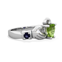 Peridot Claddagh Keepsake 14K White Gold ring R5245