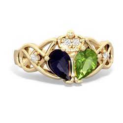 Peridot 'One Heart' Celtic Knot Claddagh 14K Yellow Gold ring R5322