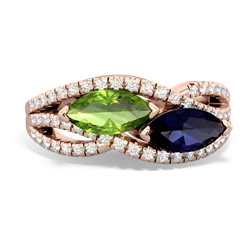 Peridot Diamond Rivers 14K Rose Gold ring R3070