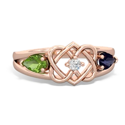 Peridot Hearts Intertwined 14K Rose Gold ring R5880