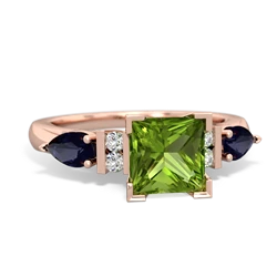 Peridot 6Mm Princess Eternal Embrace Engagement 14K Rose Gold ring C2002