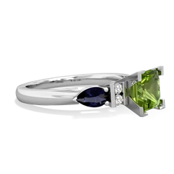 Peridot 6Mm Princess Eternal Embrace Engagement 14K White Gold ring C2002