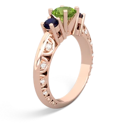 Peridot Art Deco Eternal Embrace Engagement 14K Rose Gold ring C2003