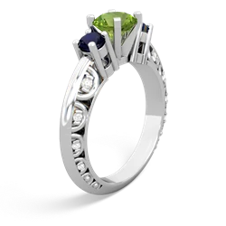 Peridot Art Deco Eternal Embrace Engagement 14K White Gold ring C2003