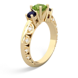 Peridot Art Deco Eternal Embrace Engagement 14K Yellow Gold ring C2003