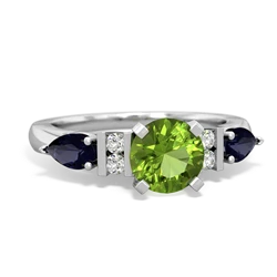 Peridot 6Mm Round Eternal Embrace Engagement 14K White Gold ring R2005