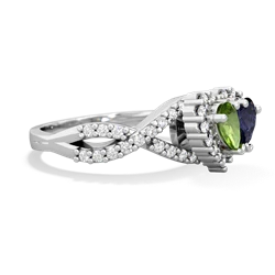 Peridot Diamond Twist 'One Heart' 14K White Gold ring R2640HRT