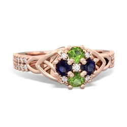 Peridot Celtic Knot Cluster Engagement 14K Rose Gold ring R26443RD