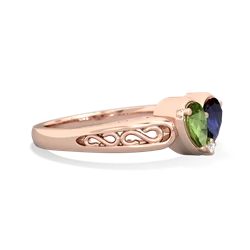 Peridot Filligree 'One Heart' 14K Rose Gold ring R5070