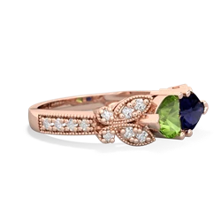 Peridot Diamond Butterflies 14K Rose Gold ring R5601