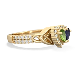 Peridot Celtic Knot Two Hearts As One 14K Yellow Gold ring R2644HRT