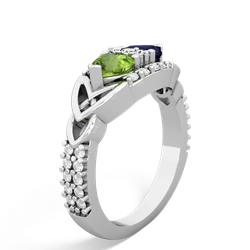 Peridot Sparkling Celtic Knot 14K White Gold ring R2645