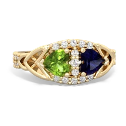 Peridot Sparkling Celtic Knot 14K Yellow Gold ring R2645