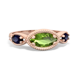 Peridot Milgrain Marquise 14K Rose Gold ring R5700