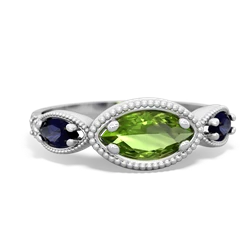 Peridot Milgrain Marquise 14K White Gold ring R5700