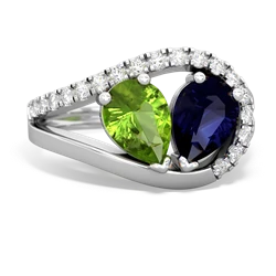 Peridot Nestled Heart Keepsake 14K White Gold ring R5650