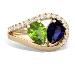 Peridot Nestled Heart Keepsake 14K Yellow Gold ring R5650