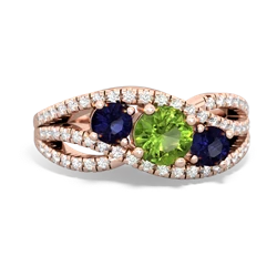 Peridot Three Stone Aurora 14K Rose Gold ring R3080