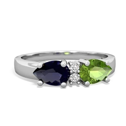 Peridot Pear Bowtie 14K White Gold ring R0865