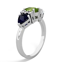 Peridot Antique Style Three Stone 14K White Gold ring R2186