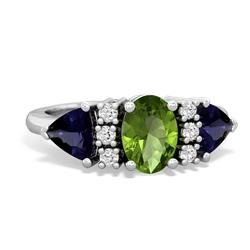 Peridot Antique Style Three Stone 14K White Gold ring R2186