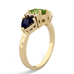 Peridot Antique Style Three Stone 14K Yellow Gold ring R2186