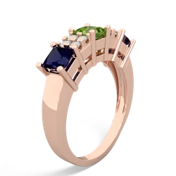 Peridot Three Stone Diamond Cluster 14K Rose Gold ring R2592