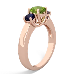 Peridot Three Stone Round Trellis 14K Rose Gold ring R4018