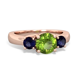 Peridot Three Stone Round Trellis 14K Rose Gold ring R4018