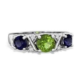 Peridot Hugs And Kisses 14K White Gold ring R5016