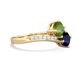 Peridot Channel Set Two Stone 14K Yellow Gold ring R5303