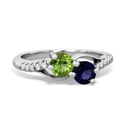 Peridot Infinity Pave Two Stone 14K White Gold ring R5285