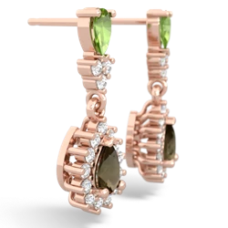 Peridot Halo Pear Dangle 14K Rose Gold earrings E1882