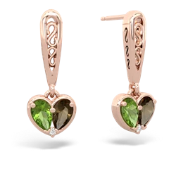 Peridot Filligree Heart 14K Rose Gold earrings E5070