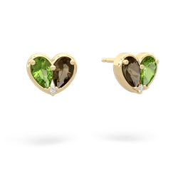 Peridot 'Our Heart' 14K Yellow Gold earrings E5072