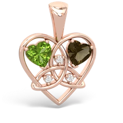 Peridot Celtic Trinity Heart 14K Rose Gold pendant P5331