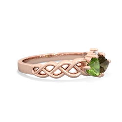 Peridot Heart To Heart Braid 14K Rose Gold ring R5870