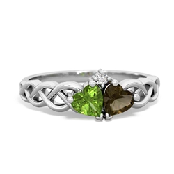 Peridot Heart To Heart Braid 14K White Gold ring R5870