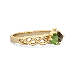 Peridot Heart To Heart Braid 14K Yellow Gold ring R5870